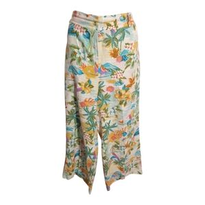 C & C California Women's Tropical Print Pull-On Wide Leg Pants Resort Boho Sz L